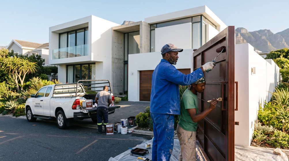 Professional anti-rust coating team applying rust protection to a metal gate in Wynberg